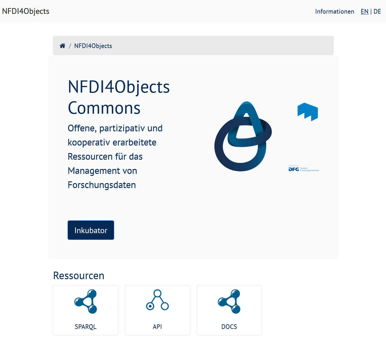 Screenshot der Startseite des N4O Inkubators Screenshot der Startseite des N4O Inkubators