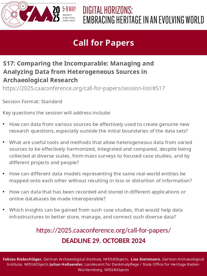Call for Papers für die CAA 2025 (© CAA).